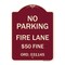 Signmission Missouri No Parking Fire Lane $50 Fine Heavy-Gauge Aluminum Sign, 24" x 18", BU-1824-23874 A-DES-BU-1824-23874 - alternate 1